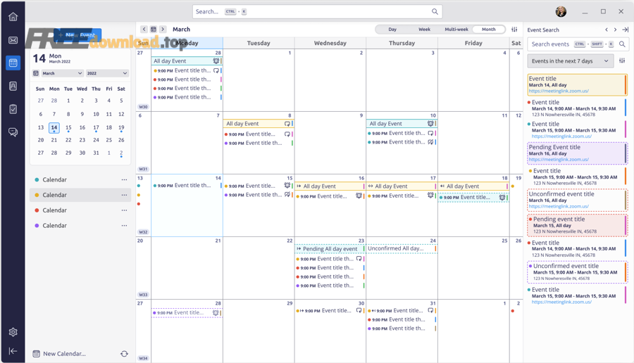 Hướng dẫn cài đặt Thunderbird cho người dùng PC, thay webmail 5 115 Calendar Mockup MONTH VIEW no comments