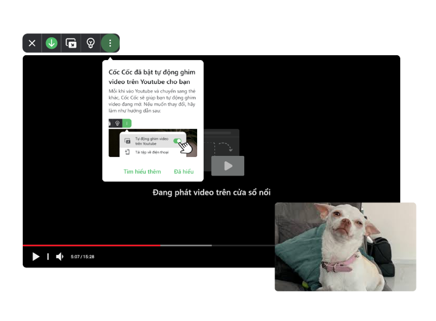 Auto PiP trên YouTube với Cốc Cốc