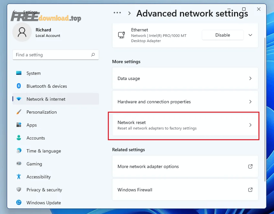 Sửa driver WiFi bị mất: khôi phục trình điều khiển laptop 9 3. Advanced network settings