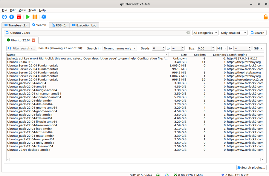 Tính năng Search trong qBittorrent