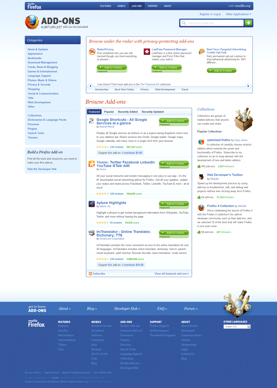Đánh giá Mozilla Firefox cho người dùng: trình duyệt “cáo lửa” 6 Trang Add-ons cho Firefox - minh họa hệ sinh thái tiện ích