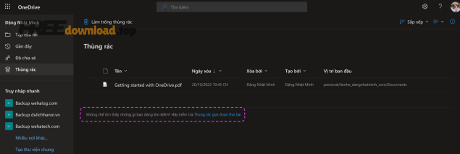 Khôi phục file đã xóa trên OneDrive cho cá nhân: phục hồi nhanh 5 Anh chup Man hinh 2022 10 22 luc 23.40.02