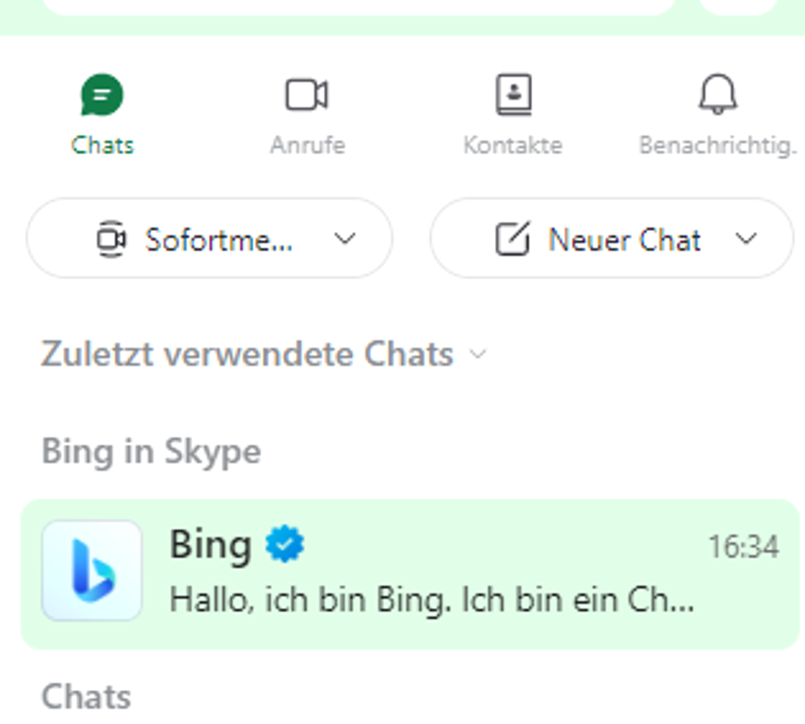Bing AI in Skype