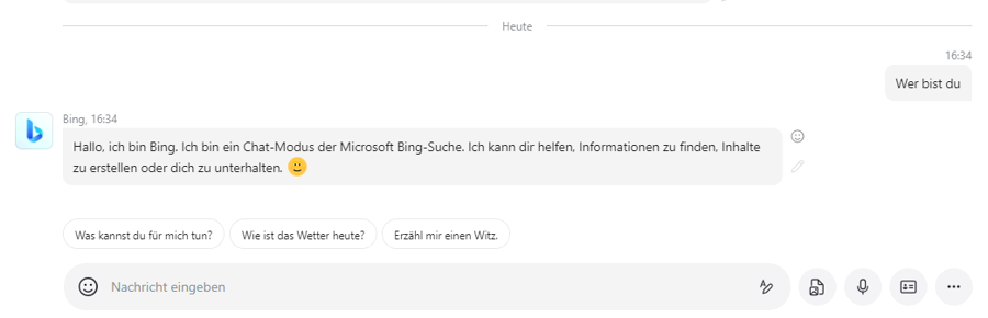 Bing AI in Skype Vorschlage