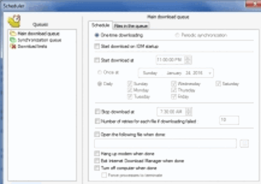 Thiết lập Scheduler trong IDM
