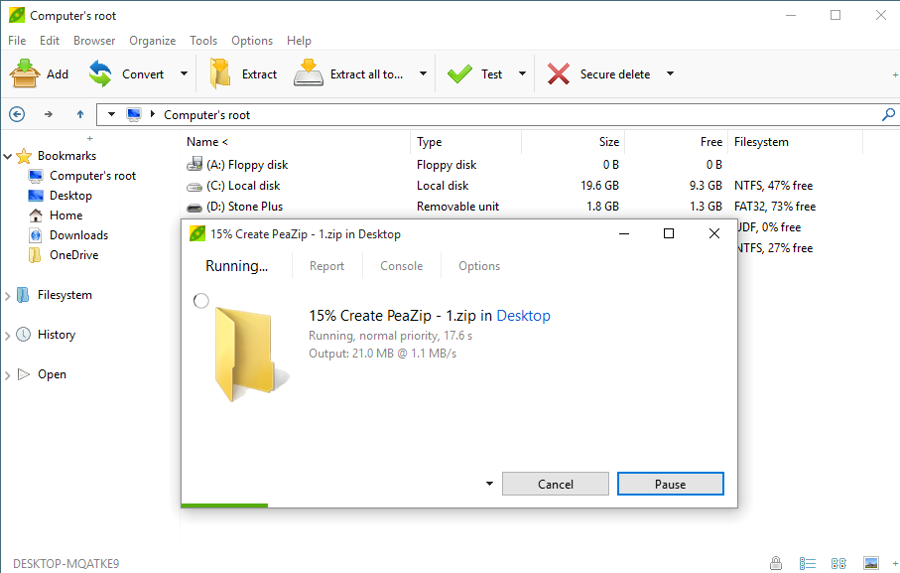 Peazip screenshot