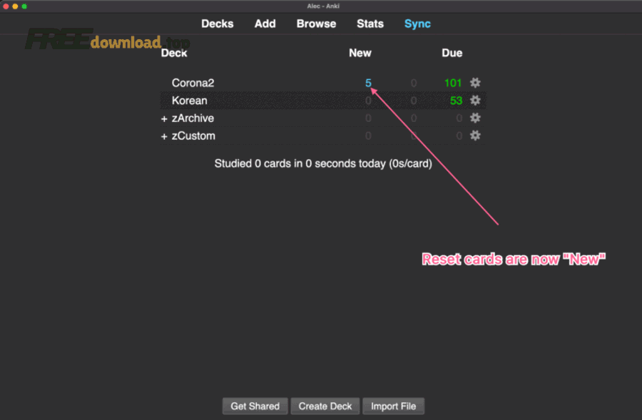 Hướng dẫn dùng Anki nhớ lâu, tránh quên nhanh cho người tự học 4 Reset Anki Cards New 800x527 1