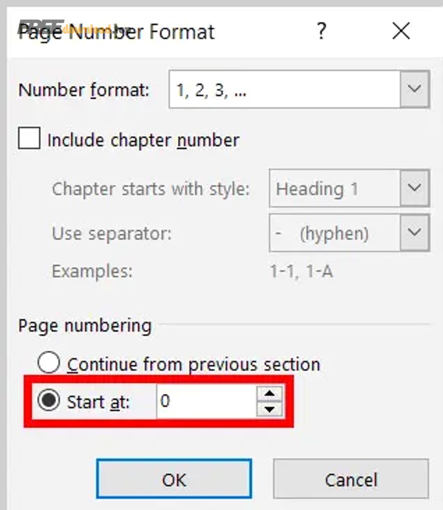 Hướng dẫn đánh số trang trong Word cho dân văn phòng: có/không 6 Word 365 Page Number Format Dialog Box Start At Menu