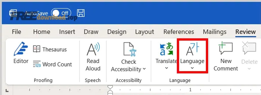 Bật kiểm tra chính tả tiếng Việt Word cho người mới, đúng–sai rõ 7 Word 365 Review Tab Language Button