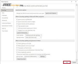Word 365 Word Options Dialog Box Proofing Tab OK Button v2