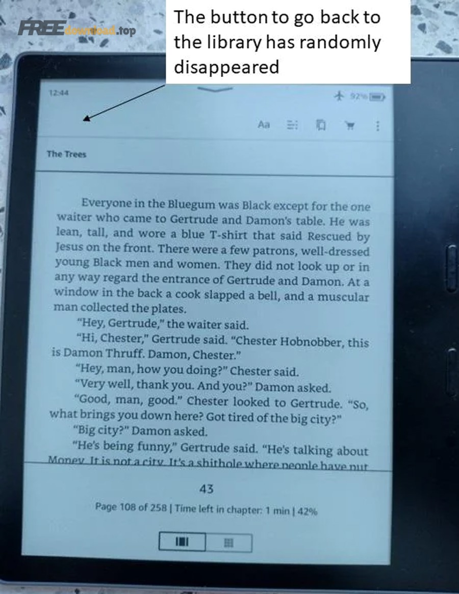 button to go back to my library keeps disappearing in v0