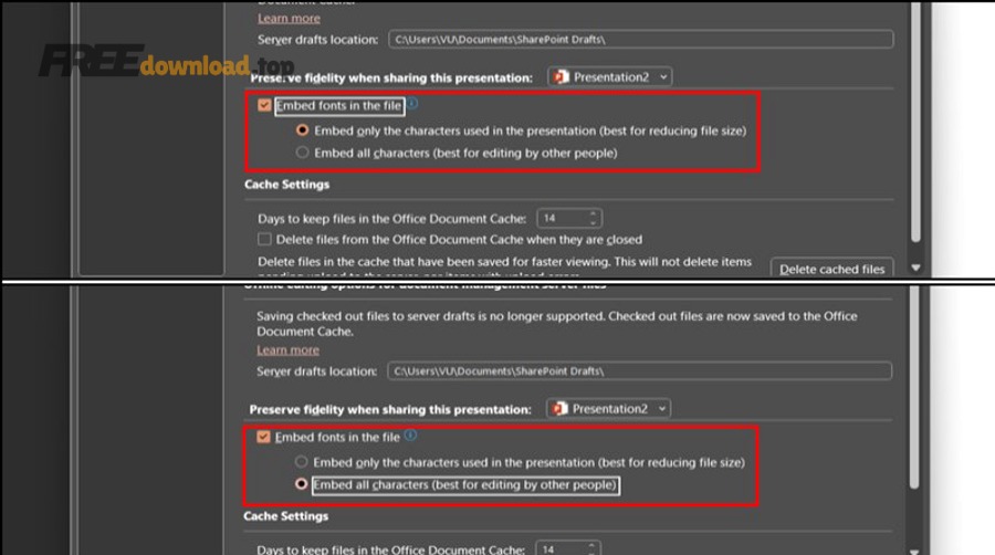 Minh họa môi trường Windows liên quan cài font