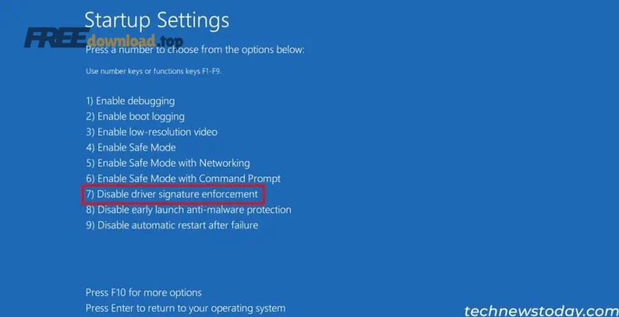 disable driver signature enforcement startup settings advanced startup 1024x529 1