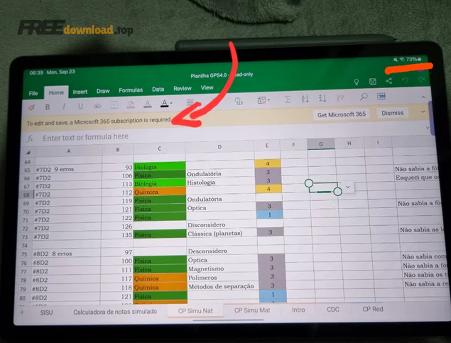 excel and word require microsoft 365 on tablets but not on v0