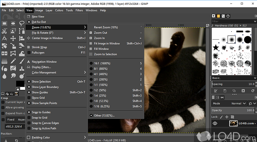 Giao diện GIMP minh họa chỉnh và xuất ảnh