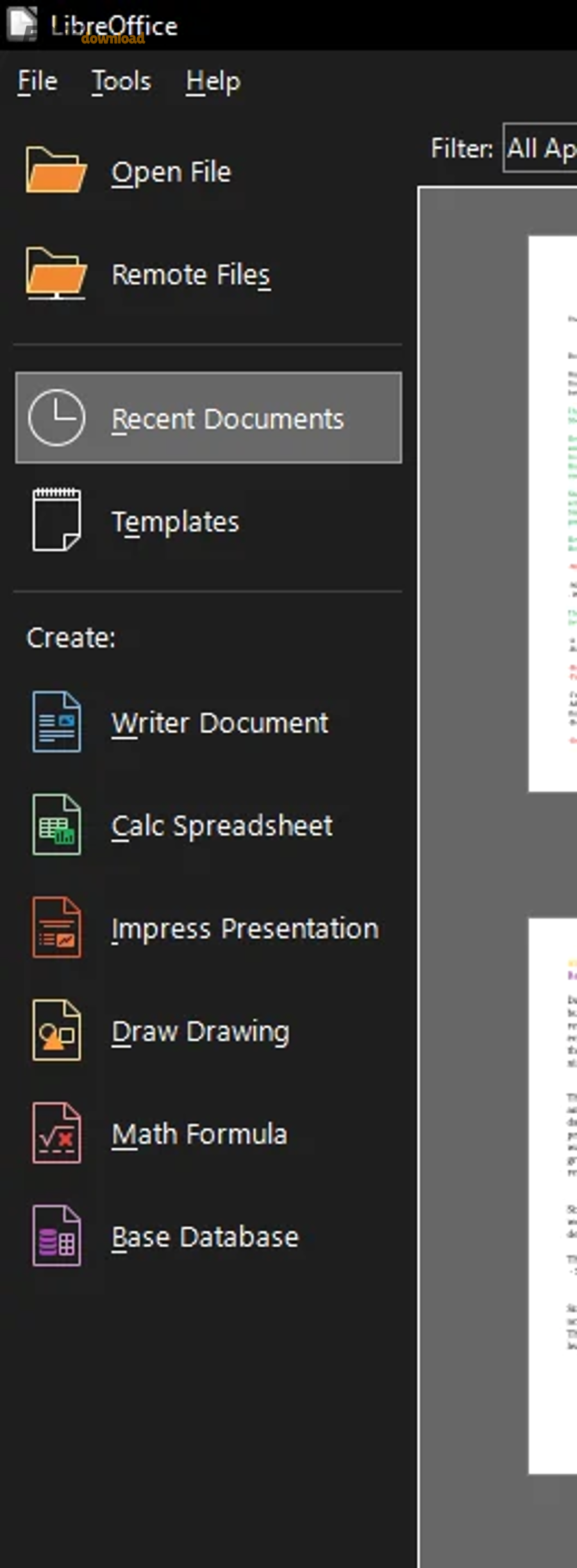 Một ứng dụng khác trong bộ LibreOffice: Base (minh họa hệ sinh thái)