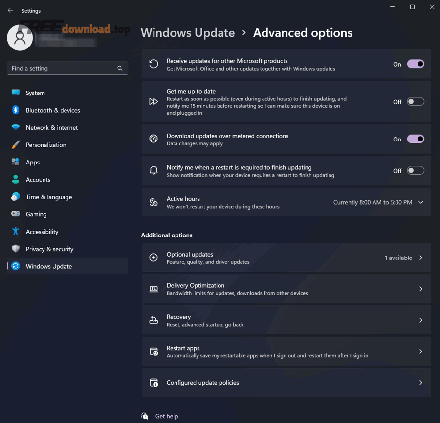 how to change windows update settings windows 11 2