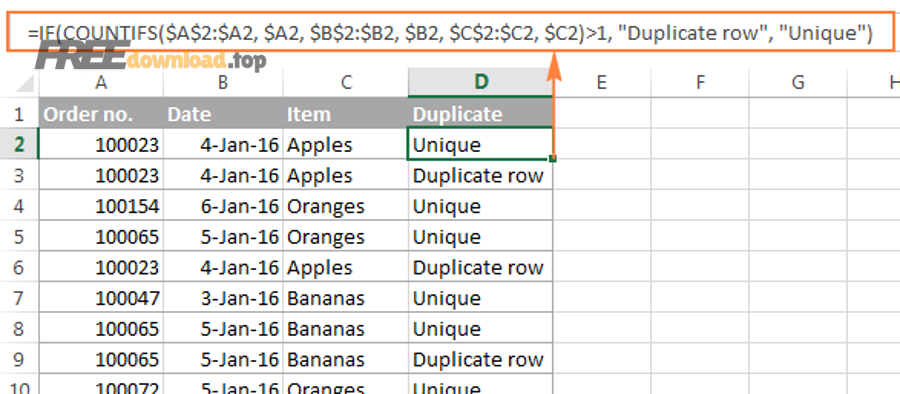 identify duplicate rows