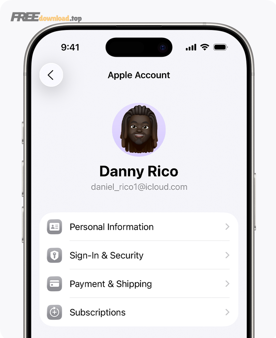 Apple Account trong Settings trên iPhone
