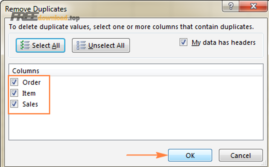 select columns check duplicates