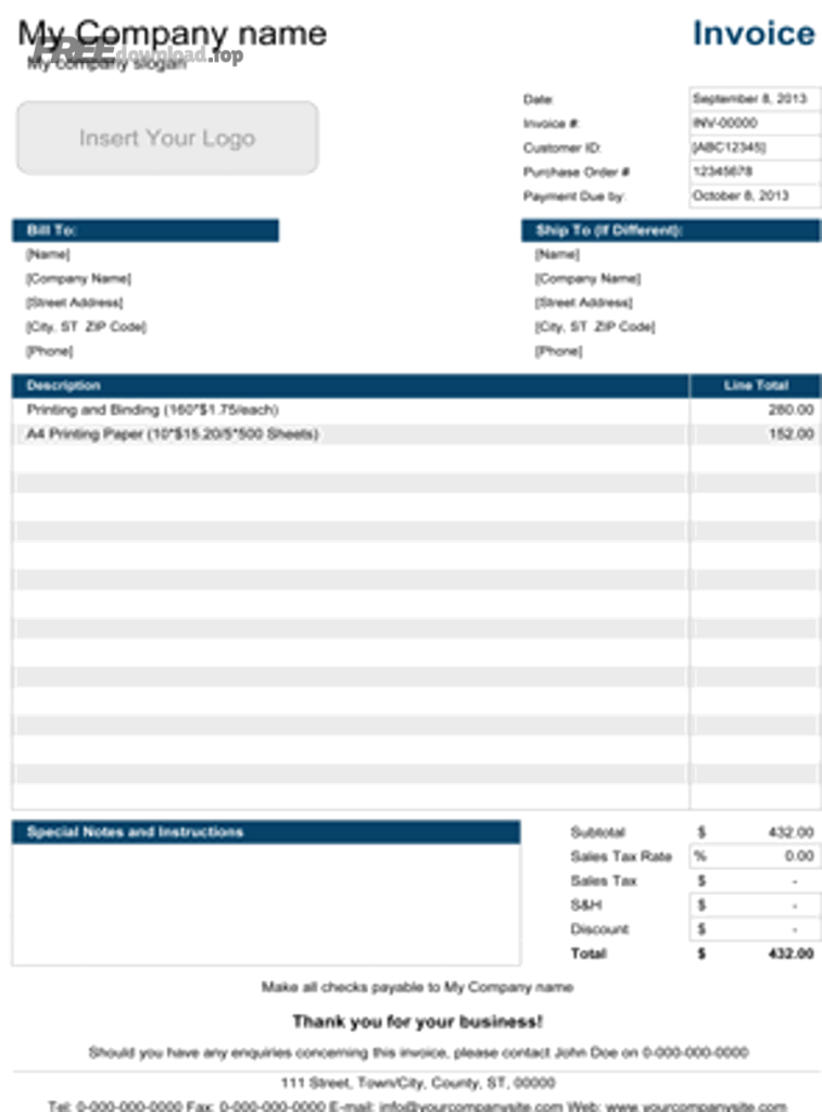Tạo và tùy biến hóa đơn mẫu Excel cho shop: chuẩn, không rối 1 simple invoice template med