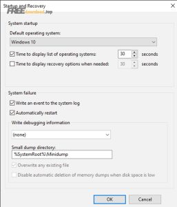 small memory dump option