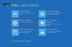 startup settings option windows10