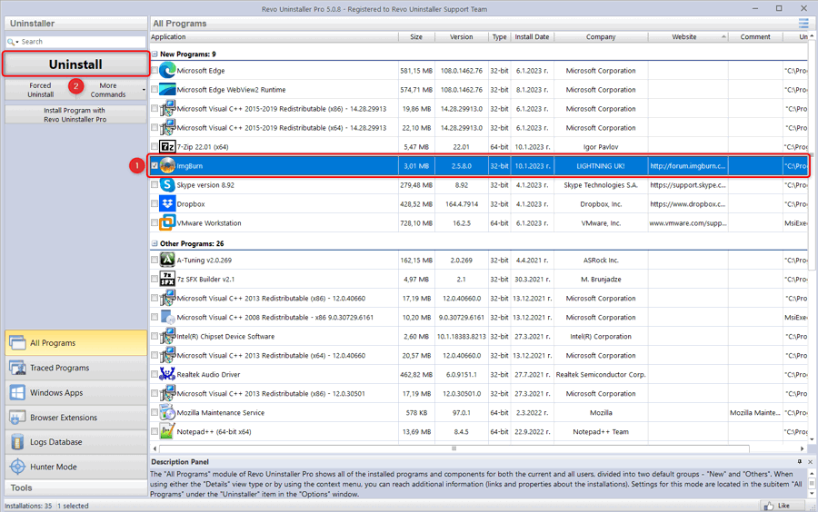 Hướng dẫn gỡ cài đặt sạch Revo Uninstaller cho người dùng Windows cài–gỡ 4 uninstall a program 01