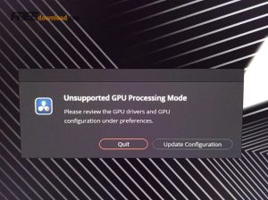 unsupported gpu processing mode v0 a0mnj199k4de1 2
