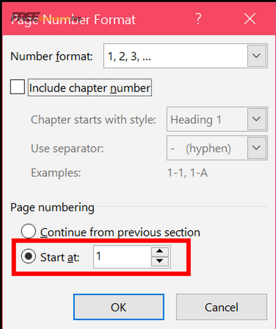 Hướng dẫn đánh số trang trong Word cho dân văn phòng: có/không 11 word page number start 1