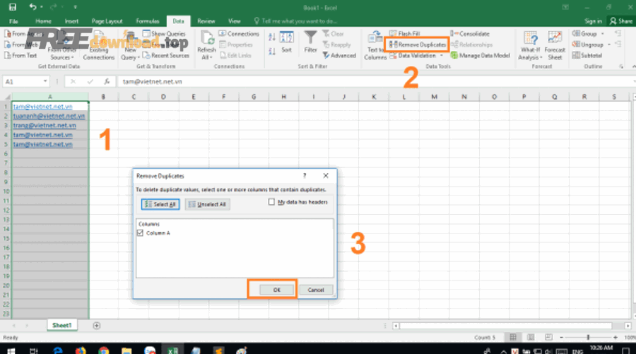 xoa du lieu trung trong excel 3