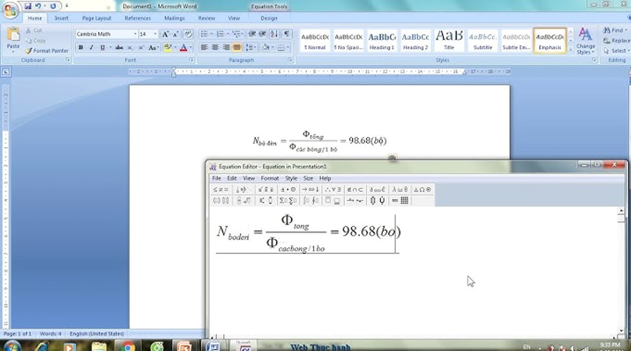 Lỗi công thức toán PowerPoint